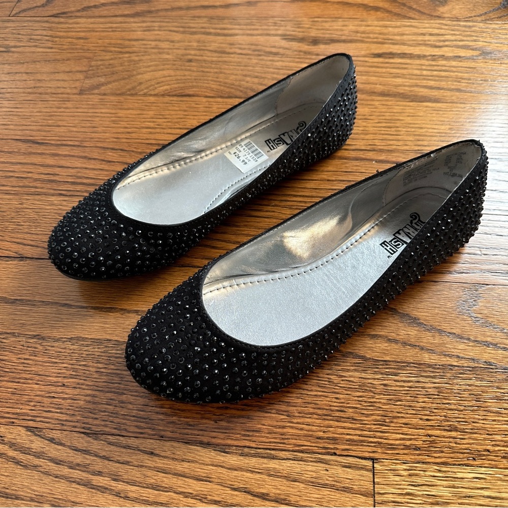 Black Embellished Women's Ballet Flats